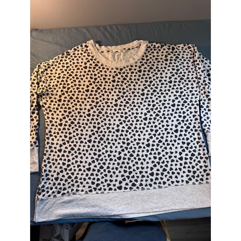 Workshop Republic Clothing Gray Heart Print Modal Sweatshirt Womens‎ Plus 1X